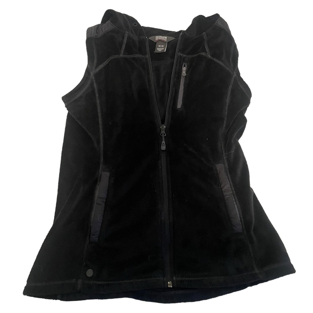 Outdoor Research Black Fleece Hooded Vest Full Zip Up Women’s Medium Layering
